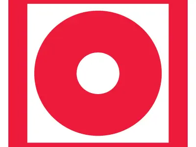 Знак «Кнопка включения установок (систем) пожарной автоматики». 100х100